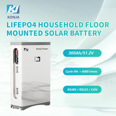Bom preço. KonJa Doméstico IP50 Grau A Bateria Celular Ciclo Profundo 51.2v 300Ah 15.36kWh Bateria solar montada na parede com tela on-line