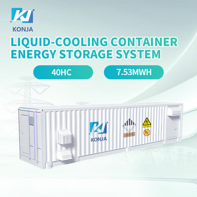 Bom preço. Sistema de armazenamento de energia de recipiente de resfriamento líquido 40HC KonJa 7.53Mwh 1000V armazenamento de bateria em recipiente on-line